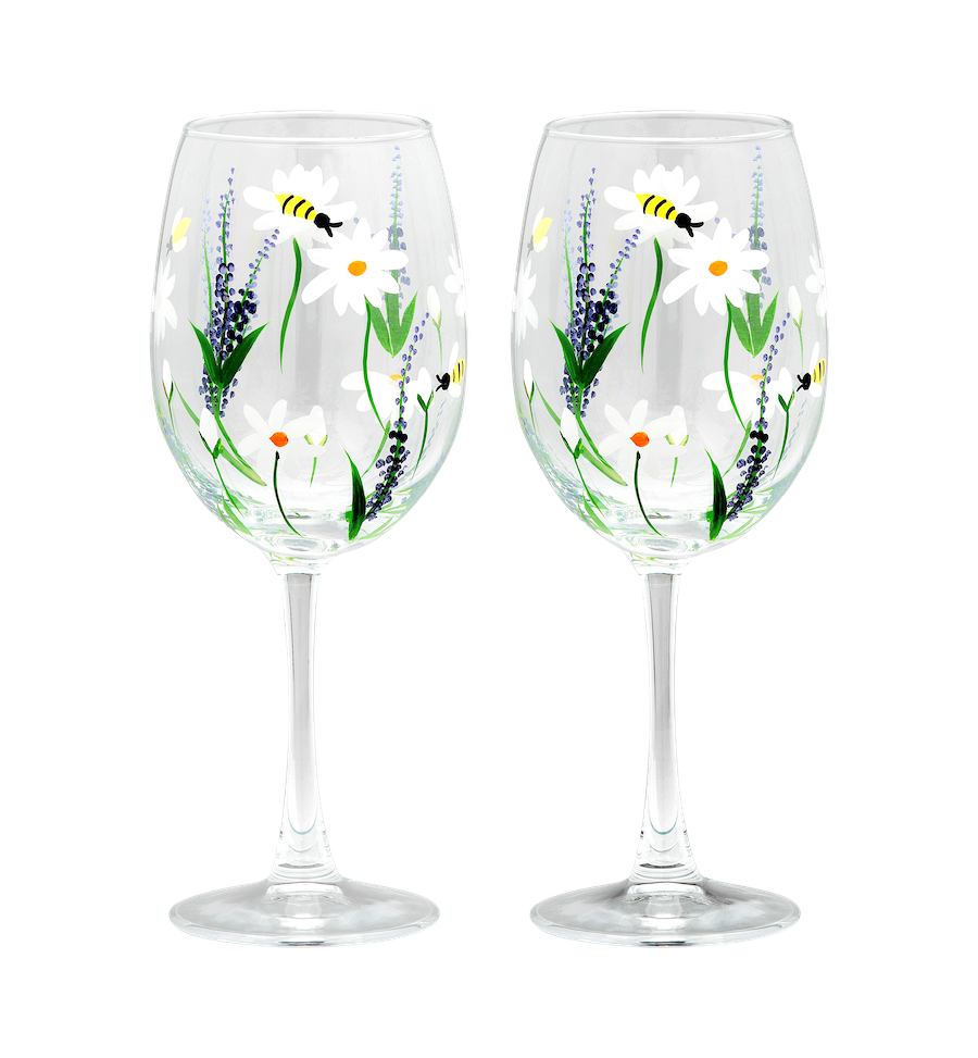 Springtime Toast Wine Glass Set of 2