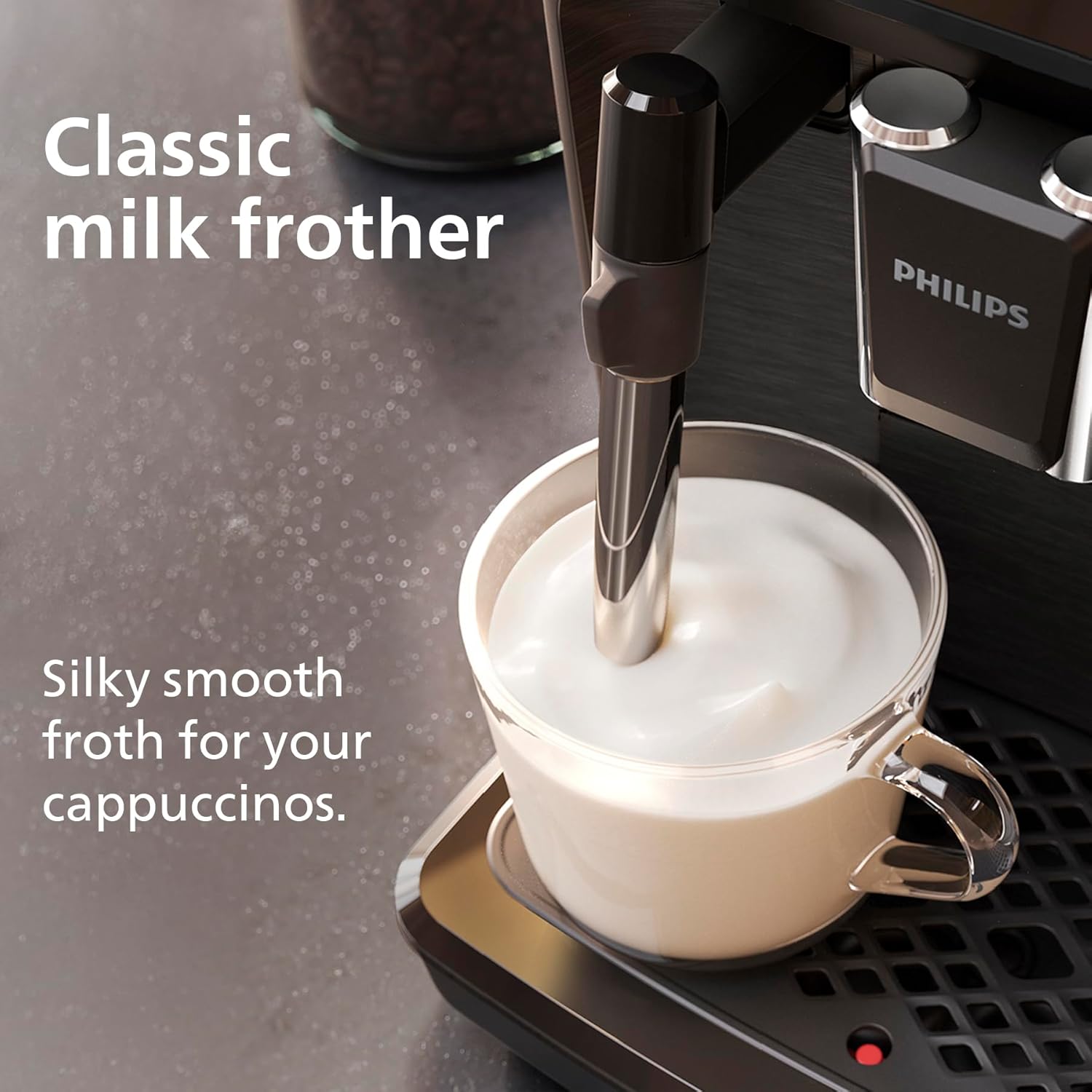 Philips 2200 Series Fully Automatic Espresso Machine - 2 Coffees, Touch Display, Classic Milk Frother, Ceramic Grinder, Matte Black (EP2220/10)