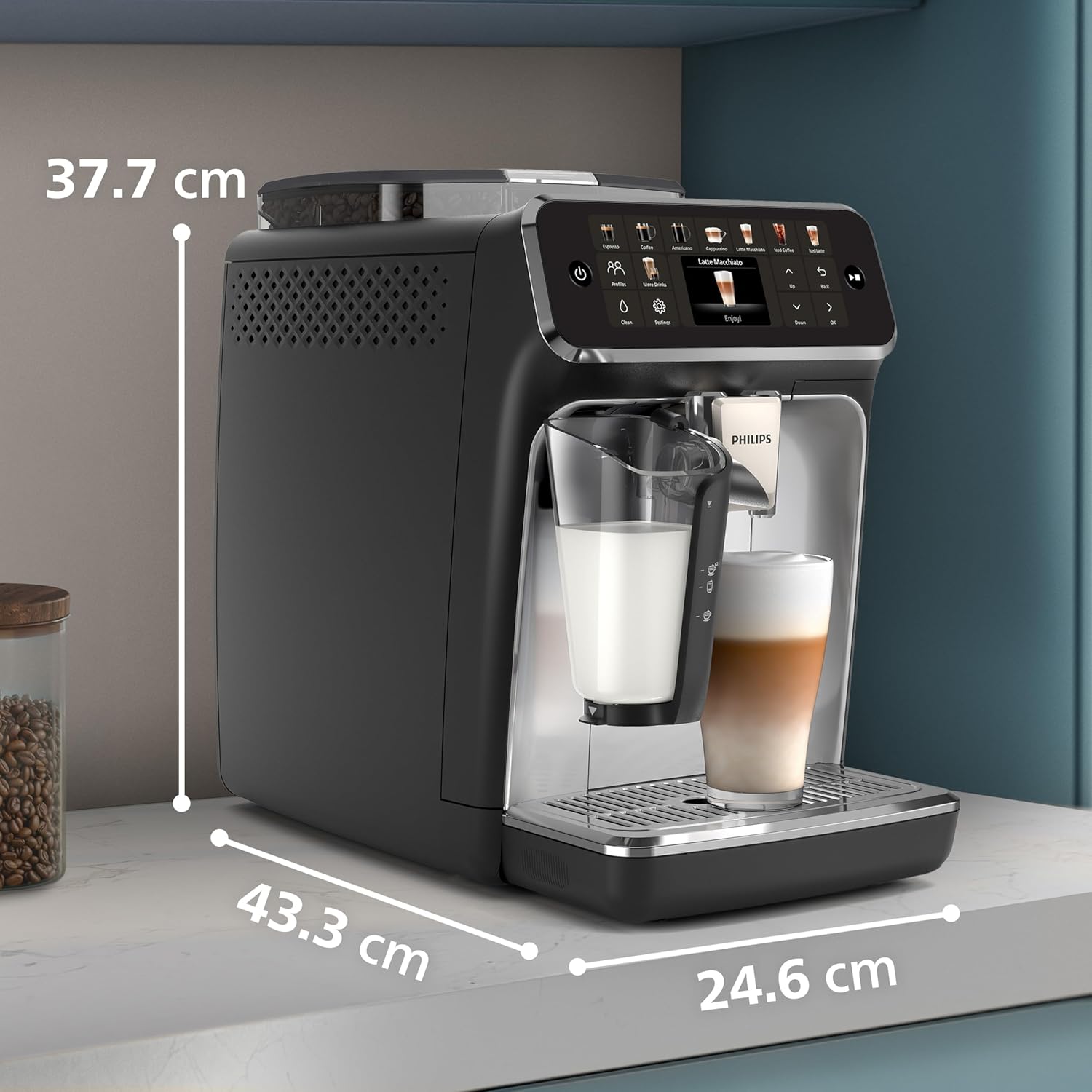 Philips 5500 Series Bean to Cup Coffee Machine – 20 Hot & Iced Drinks, LatteGo Milk Frother, Fastest-to-Clean, 40% Quieter, Ceramic Grinder, Fully Automatic Espresso & Cappuccino Maker – EP5546/70